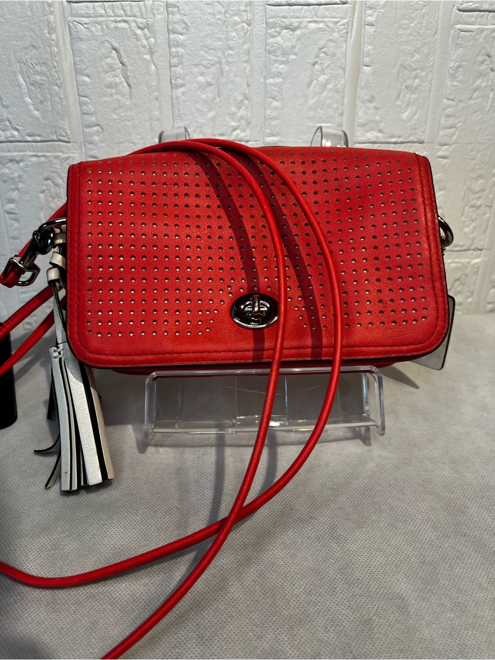 Coach Penny Red Crossbody Bag with Tassel